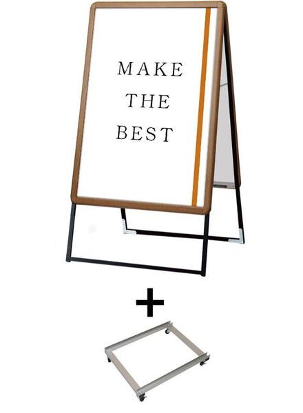 常磐精工 ポスタースタンド ポスターグリップスタンド看板 屋外用 B1 両面 木目 アームキャスターセット PGSK-B1RM-G-KSET|【店舗用品】