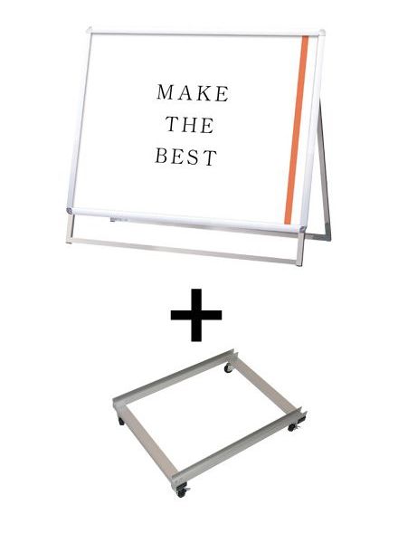 常磐精工 ポスタースタンド ポスターグリップスタンド看板 屋内用 B1横ロウ片面シルバー アームキャスターセット PGSK-B1YLKS-KSET|【店舗用品】