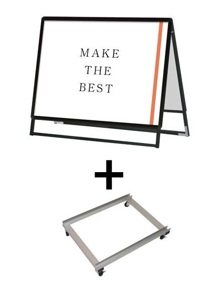 常磐精工 ポスタースタンド ポスターグリップスタンド看板 屋外用 B1横ロウ両面ブラック アームキャスターセット PGSK-B1YLRB-G-KSET|【店舗用品】