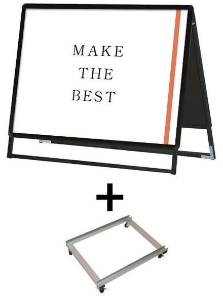 常磐精工 ポスタースタンド ポスターグリップスタンド看板 屋内用 B1横ロウ両面ブラック アームキャスターセット PGSK-B1YLRB-KSET|【店舗用品】