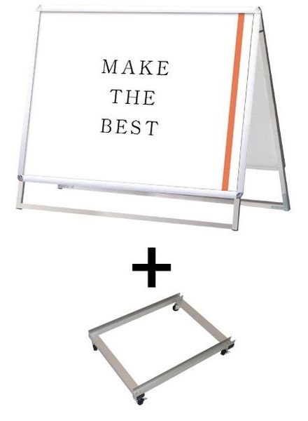 常磐精工 ポスタースタンド ポスターグリップスタンド看板 屋外用 B1横ロウ両面シルバー アームキャスターセット PGSK-B1YLRS-G-KSET|【店舗用品】