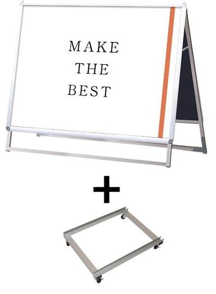 常磐精工 ポスタースタンド ポスターグリップスタンド看板 屋内用 B1横ロウ両面シルバー アームキャスターセット PGSK-B1YLRS-KSET|【店舗用品】