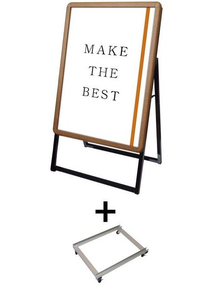 常磐精工 ポスタースタンド ポスターグリップスタンド看板 屋外用 B2 片面 木目 アームキャスターセット PGSK-B2KM-G-KSET|【店舗用品】