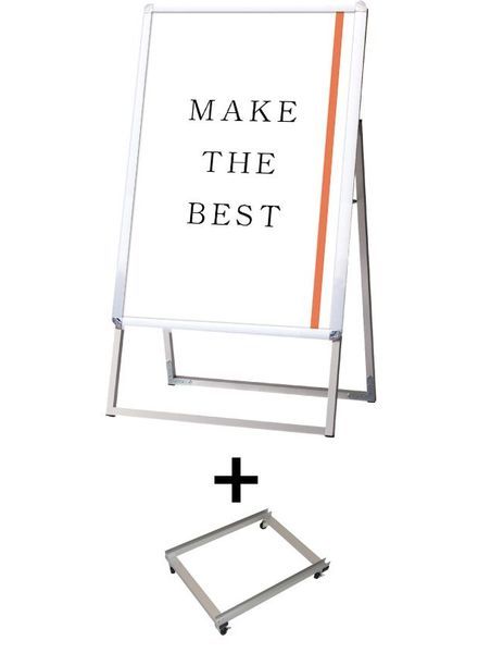 常磐精工 ポスタースタンド ポスターグリップスタンド看板 屋外用 B2片面シルバー アームキャスターセット PGSK-B2KS-G-KSET|【店舗用品】