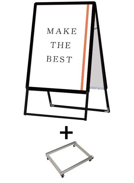 常磐精工 ポスタースタンド ポスターグリップスタンド看板 屋外用 B2両面ブラック アームキャスターセット PGSK-B2RB-G-KSET|【店舗用品】