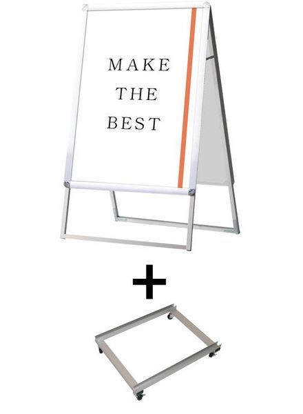 常磐精工 ポスタースタンド ポスターグリップスタンド看板 屋外用 B2両面シルバー アームキャスターセット PGSK-B2RS-G-KSET|【店舗用品】