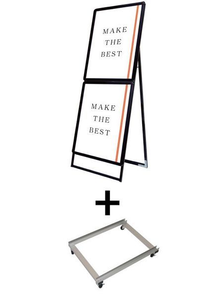 常磐精工 ポスタースタンド ポスターグリップスタンド看板コンビ(屋内用) A1A1片面ブラック アームキャスターセット PGSKC-A1A1KB-KSET|【店舗用品】