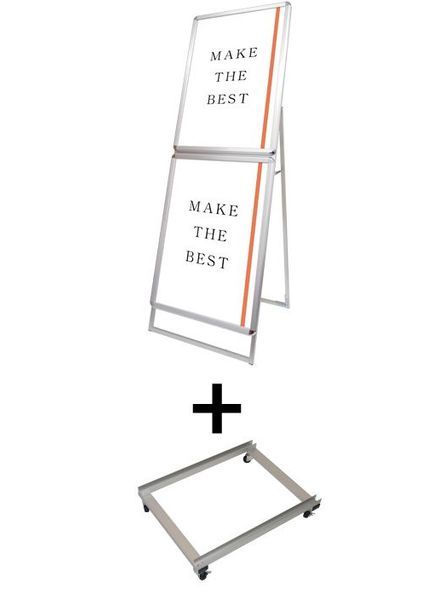 常磐精工 ポスタースタンド ポスターグリップスタンド看板コンビ(屋内用) A1A1片面シルバー アームキャスターセット PGSKC-A1A1KS-KSET|【店舗用品】