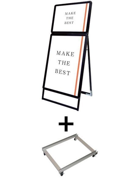常磐精工 ポスタースタンド ポスターグリップスタンド看板コンビ(屋内用) B2B1片面ブラック アームキャスターセット PGSKC-B2B1KB-KSET|【店舗用品】