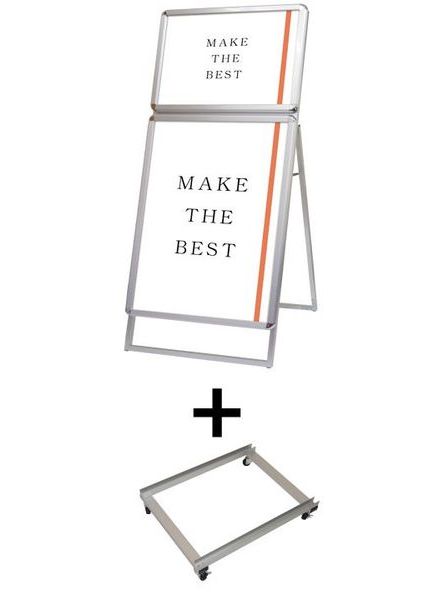 常磐精工 ポスタースタンド ポスターグリップスタンド看板コンビ(屋内用) B2B1片面シルバー アームキャスターセット PGSKC-B2B1KS-KSET|【店舗用品】