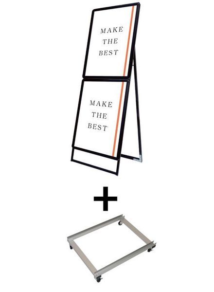 常磐精工 ポスタースタンド ポスターグリップスタンド看板コンビ(屋内用) B2B2片面ブラック アームキャスターセット PGSKC-B2B2KB-KSET|【店舗用品】