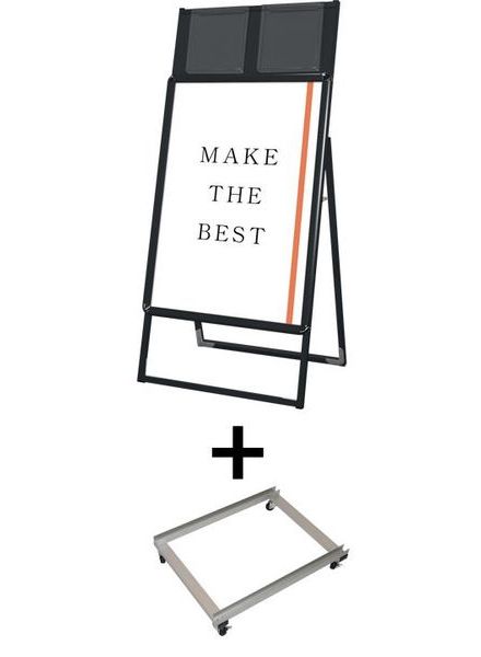 常磐精工 ポスタースタンド ポスターグリップスタンド看板カタログケース付(屋内用) A1片面ブラック アームキャスターセット PGSKK-A1KB-KSET|【店舗用品】