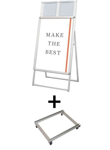 常磐精工 ポスタースタンド ポスターグリップスタンド看板カタログケース付(屋内用) A1片面シルバー アームキャスターセット PGSKK-A1KS-KSET|【店舗用品】
