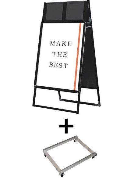常磐精工 ポスタースタンド ポスターグリップスタンド看板カタログケース付(屋内用) A1両面ブラック アームキャスターセット PGSKK-A1RB-KSET|【店舗用品】