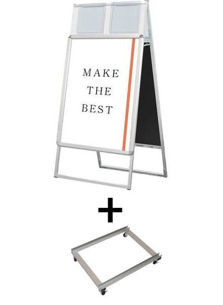 常磐精工 ポスタースタンド ポスターグリップスタンド看板カタログケース付(屋内用) A1両面シルバー アームキャスターセット PGSKK-A1RS-KSET|【店舗用品】