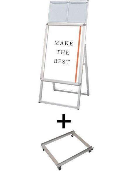 常磐精工 ポスタースタンド ポスターグリップスタンド看板カタログケース付(屋内用) A2片面シルバー アームキャスターセット PGSKK-A2KS-KSET|【店舗用品】