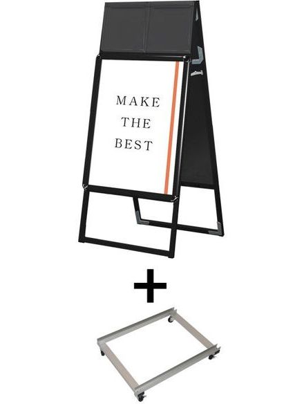 常磐精工 ポスタースタンド ポスターグリップスタンド看板カタログケース付(屋内用) A2両面ブラック アームキャスターセット PGSKK-A2RB-KSET|【店舗用品】