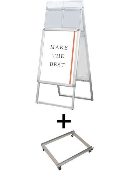 常磐精工 ポスタースタンド ポスターグリップスタンド看板カタログケース付(屋外用) A2両面シルバー アームキャスターセット PGSKK-A2RS-G-KSET|【店舗用品】