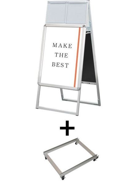 常磐精工 ポスタースタンド ポスターグリップスタンド看板カタログケース付(屋内用) A2両面シルバー アームキャスターセット PGSKK-A2RS-KSET|【店舗用品】