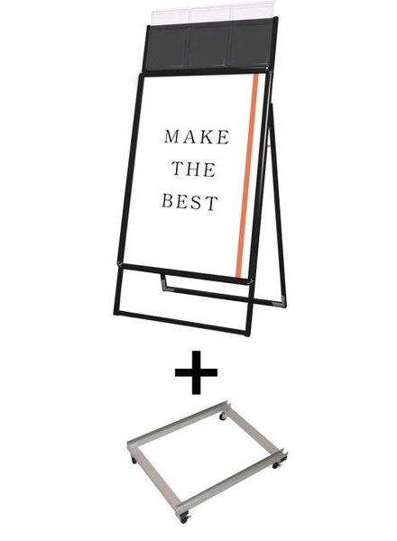 常磐精工 ポスタースタンド ポスターグリップスタンド看板カタログケース付(屋外用) B1片面ブラック アームキャスターセット PGSKK-B1KB-G-KSET|【店舗用品】