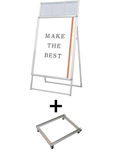 常磐精工 ポスタースタンド ポスターグリップスタンド看板カタログケース付(屋内用) B1片面シルバー アームキャスターセット PGSKK-B1KS-KSET|【店舗用品】
