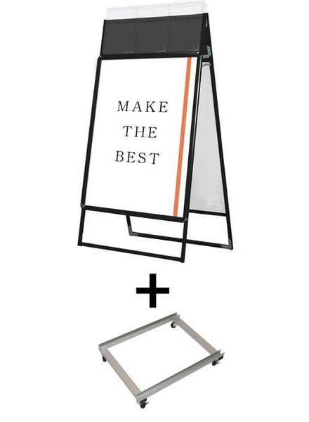 常磐精工 ポスタースタンド ポスターグリップスタンド看板カタログケース付(屋外用) B1両面ブラック アームキャスターセット PGSKK-B1RB-G-KSET|【店舗用品】