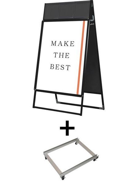 常磐精工 ポスタースタンド ポスターグリップスタンド看板カタログケース付(屋内用) B1両面ブラック アームキャスターセット PGSKK-B1RB-KSET|【店舗用品】