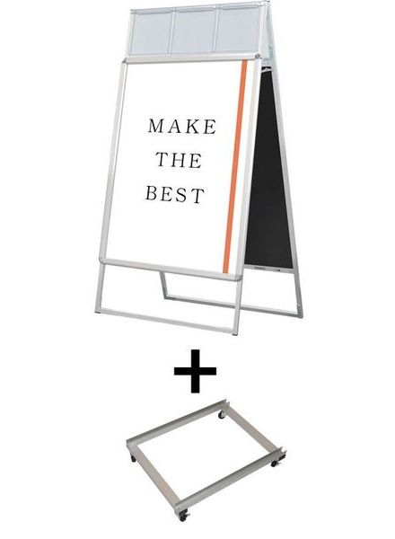 常磐精工 ポスタースタンド ポスターグリップスタンド看板カタログケース付(屋内用) B1両面シルバー アームキャスターセット PGSKK-B1RS-KSET|【店舗用品】