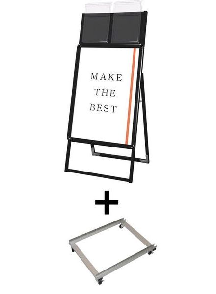 常磐精工 ポスタースタンド ポスターグリップスタンド看板カタログケース付(屋外用) B2片面ブラック アームキャスターセット PGSKK-B2KB-G-KSET|【店舗用品】