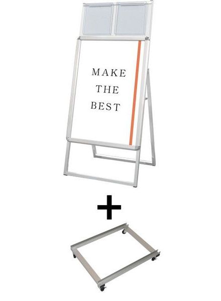 常磐精工 ポスタースタンド ポスターグリップスタンド看板カタログケース付(屋内用) B2片面シルバー アームキャスターセット PGSKK-B2KS-KSET|【店舗用品】