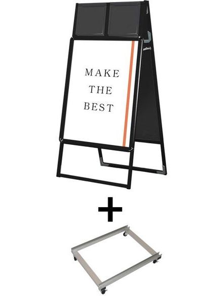 常磐精工 ポスタースタンド ポスターグリップスタンド看板カタログケース付(屋内用) B2両面ブラック アームキャスターセット PGSKK-B2RB-KSET|【店舗用品】