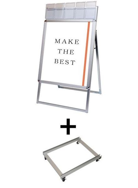 常磐精工 ポスタースタンド ポスターグリップスタンド看板パンフレットケース付(屋外用) A1片面シルバー アームキャスターセット PGSKP-A1KS-G-KSET|【店舗用品】