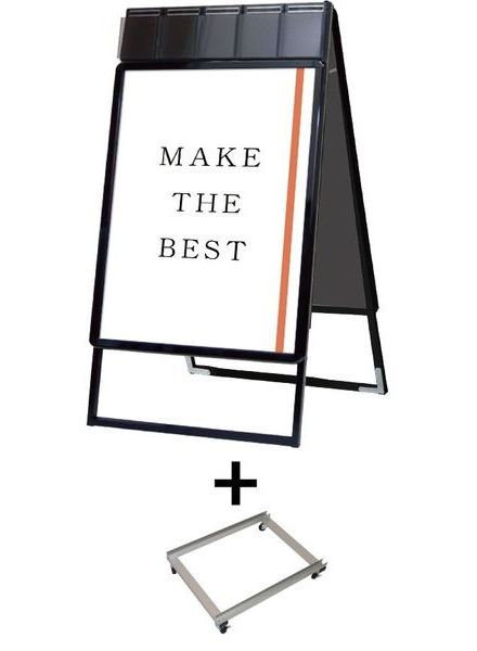 常磐精工 ポスタースタンド ポスターグリップスタンド看板パンフレットケース付(屋内用) A1両面ブラック アームキャスターセット PGSKP-A1RB-KSET|【店舗用品】