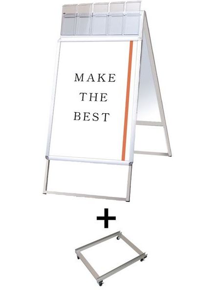 常磐精工 ポスタースタンド ポスターグリップスタンド看板パンフレットケース付(屋外用) A1両面シルバー アームキャスターセット PGSKP-A1RS-G-KSET|【店舗用品】