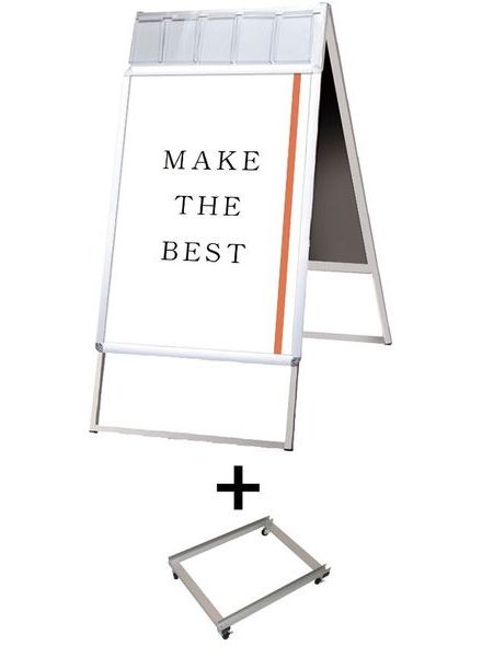 常磐精工 ポスタースタンド ポスターグリップスタンド看板パンフレットケース付(屋内用) A1両面シルバー アームキャスターセット PGSKP-A1RS-KSET|【店舗用品】