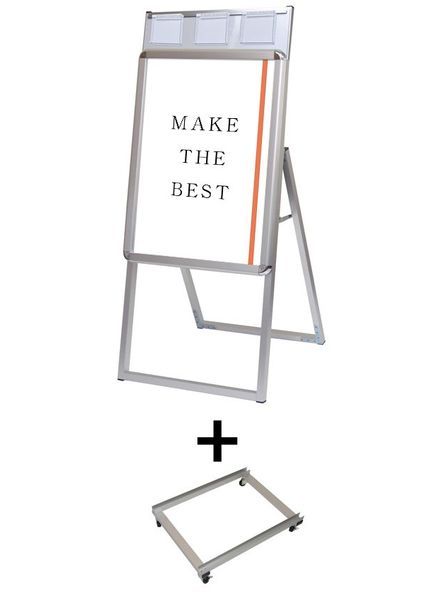 常磐精工 ポスタースタンド ポスターグリップスタンド看板パンフレットケース付(屋内用) A2片面シルバー アームキャスターセット PGSKP-A2KS-KSET|【店舗用品】