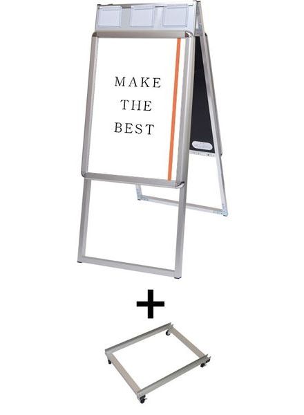 常磐精工 ポスタースタンド ポスターグリップスタンド看板パンフレットケース付(屋内用) A2両面シルバー アームキャスターセット PGSKP-A2RS-KSET|【店舗用品】