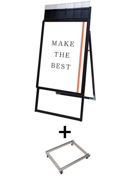常磐精工 ポスタースタンド ポスターグリップスタンド看板パンフレットケース付(屋外用) B1片面ブラック アームキャスターセット PGSKP-B1KB-G-KSET|【店舗用品】