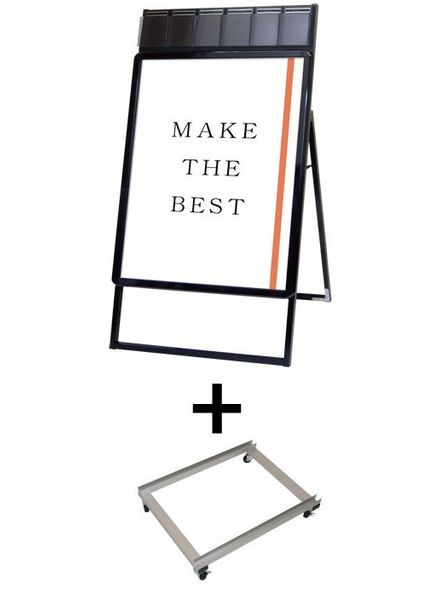 常磐精工 ポスタースタンド ポスターグリップスタンド看板パンフレットケース付(屋内用) B1片面ブラック アームキャスターセット PGSKP-B1KB-KSET|【店舗用品】