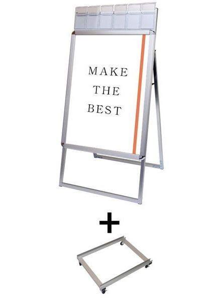 常磐精工 ポスタースタンド ポスターグリップスタンド看板パンフレットケース付(屋外用) B1片面シルバー アームキャスターセット PGSKP-B1KS-G-KSET|【店舗用品】