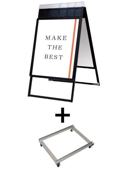 常磐精工 ポスタースタンド ポスターグリップスタンド看板パンフレットケース付(屋外用) B1両面ブラック アームキャスターセット PGSKP-B1RB-G-KSET|【店舗用品】
