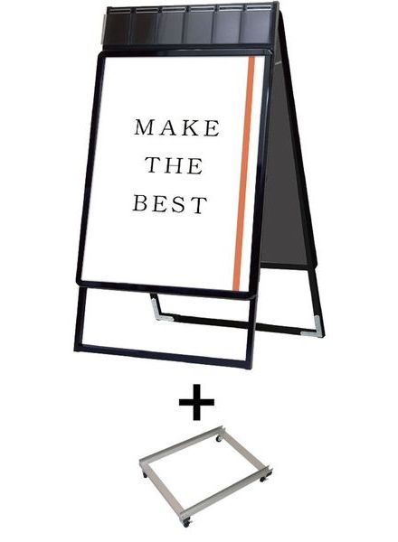 常磐精工 ポスタースタンド ポスターグリップスタンド看板パンフレットケース付(屋内用) B1両面ブラック アームキャスターセット PGSKP-B1RB-KSET|【店舗用品】