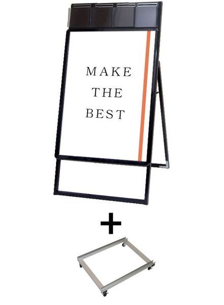 常磐精工 ポスタースタンド ポスターグリップスタンド看板パンフレットケース付(屋内用) B2片面ブラック アームキャスターセット PGSKP-B2KB-KSET|【店舗用品】