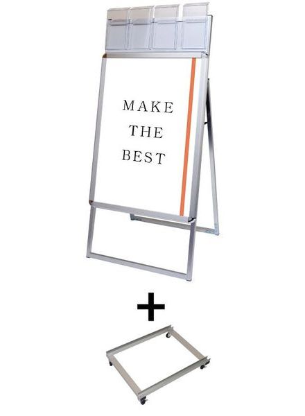 常磐精工 ポスタースタンド ポスターグリップスタンド看板パンフレットケース付(屋外用) B2片面シルバー アームキャスターセット PGSKP-B2KS-G-KSET|【店舗用品】