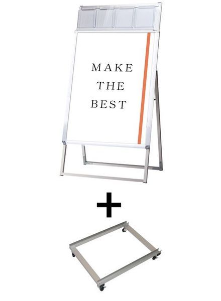 常磐精工 ポスタースタンド ポスターグリップスタンド看板パンフレットケース付(屋内用) B2片面シルバー アームキャスターセット PGSKP-B2KS-KSET|【店舗用品】