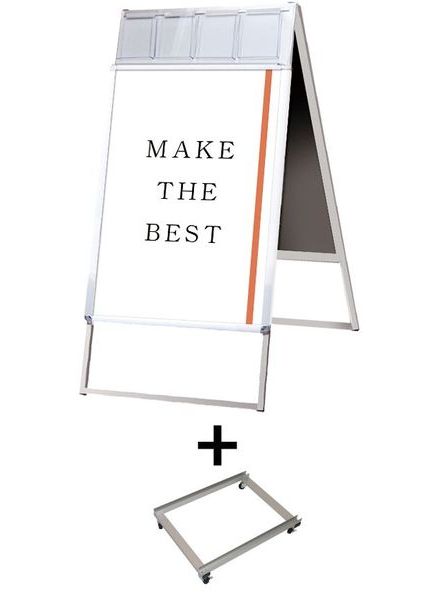 常磐精工 ポスタースタンド ポスターグリップスタンド看板パンフレットケース付(屋内用) B2両面シルバー アームキャスターセット PGSKP-B2RS-KSET|【店舗用品】