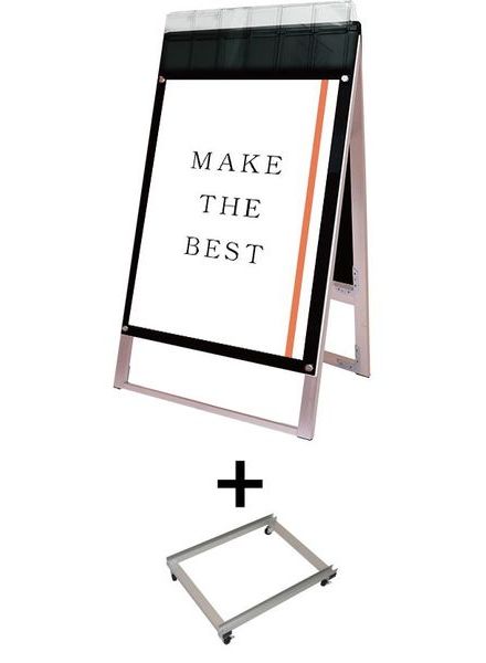 常磐精工 ポスタースタンド ポスター用スタンド看板マグネジ パンフレットケース付 B1両面ブラック(屋外用) アームキャスターセット PSSKMNP-B1RB-G-KSET|【店舗用品】