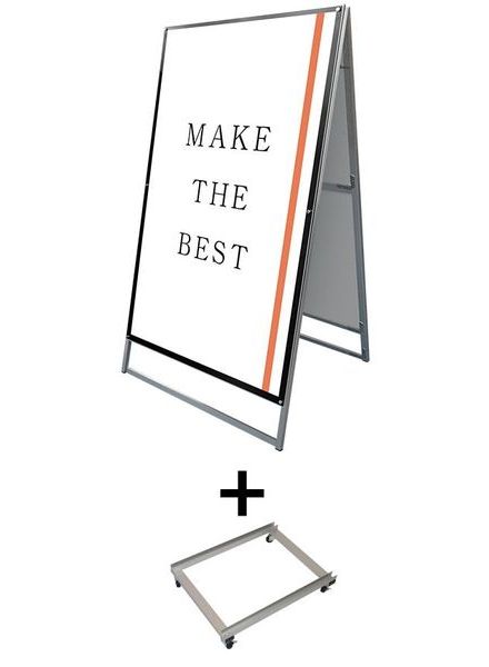 常磐精工 ポスタースタンド ポスター用スタンド看板 A0両面ブラック アームキャスターセット PSSK-A0RB-KSET|【店舗用品】