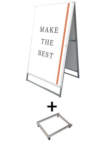 常磐精工 ポスタースタンド ポスター用スタンド看板 A0両面ホワイト アームキャスターセット PSSK-A0RW-KSET|【店舗用品】