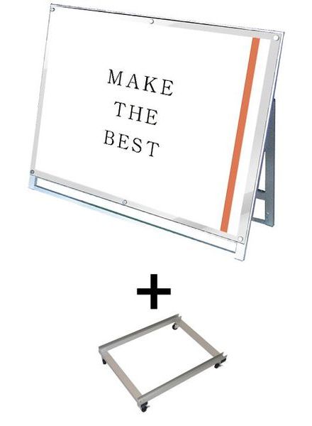 常磐精工 ポスタースタンド ポスター用スタンド看板 A0横ロウ片面ホワイト アームキャスターセット PSSK-A0YLKW-KSET|【店舗用品】